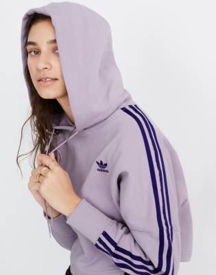 adidas 3 stripe cropped hoodie