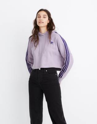 adidas three stripe cropped hoodie
