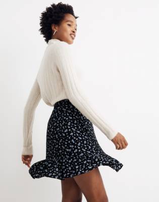 wrap ruffle mini skirt
