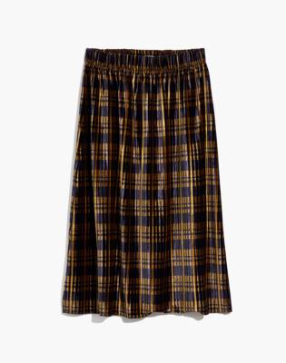 plaid pleated skirt midi