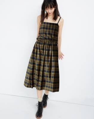 midi skirt plaid pleated skirt