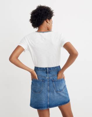 stretch denim mini skirt