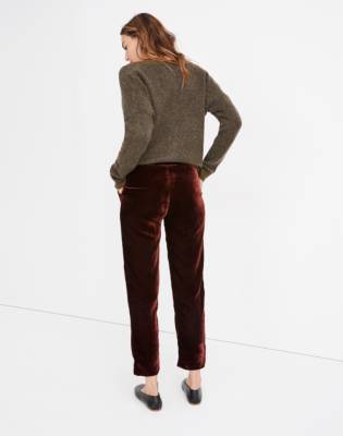 velvet tapered trousers