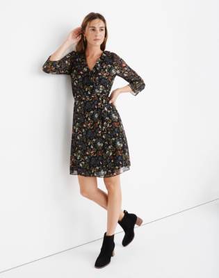 madewell black floral dress