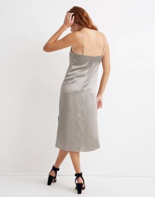 silk slip dress with slit