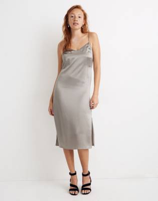 silk slip dress with slit