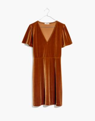 velvet flutter sleeve dress