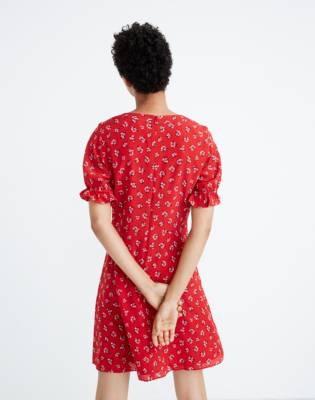 madewell red silk dress