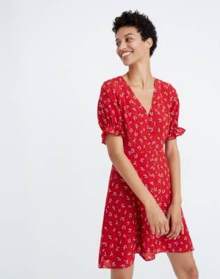 madewell red silk dress