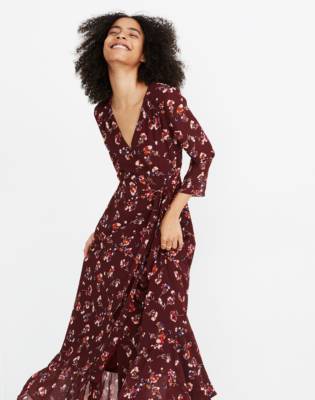 wrap dress with ruffle hem