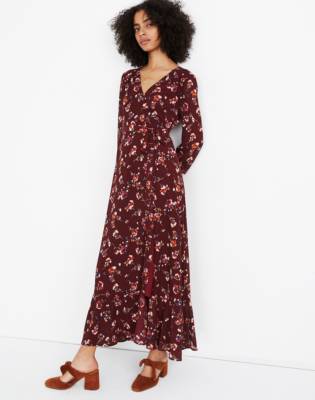 wrap dress with ruffle hem