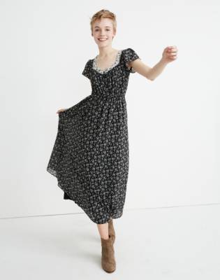 madewell black floral dress