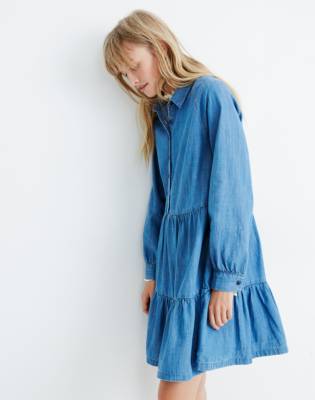 tiered denim dress