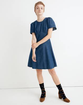 denim fit and flare dress