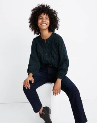 madewell plaid peasant top