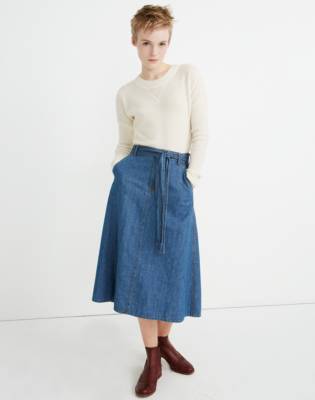 madewell rigid denim skirt