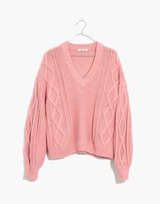 v neck cable knit