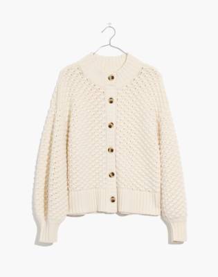 white bobble cardigan