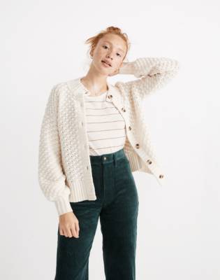 white bobble cardigan