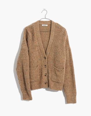 madewell speckled rib cardigan sweater