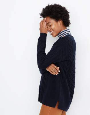 tunic cable knit sweater