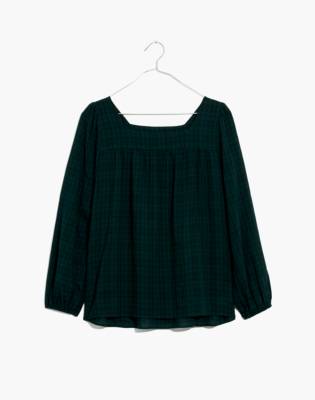 madewell plaid peasant top