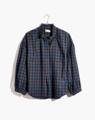 plaid ruffle shirt