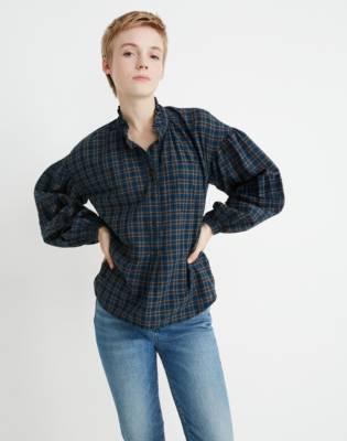 ruffle plaid top