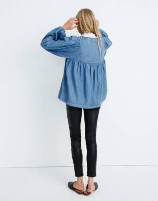 denim peasant top