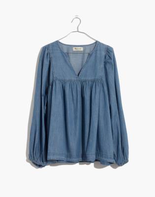 denim peasant top