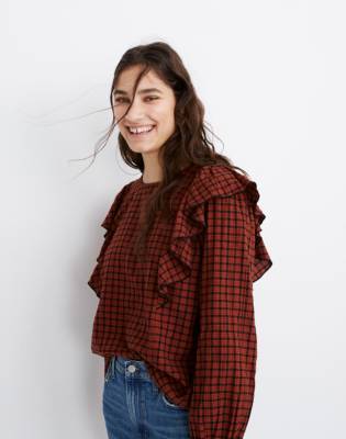 plaid ruffle top