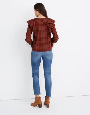 ruffle plaid top