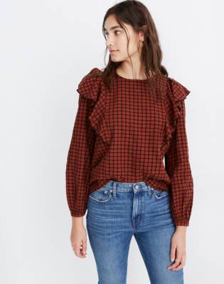 plaid ruffle top