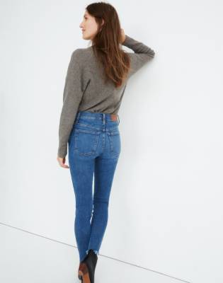 madewell high rise button front skinny jeans