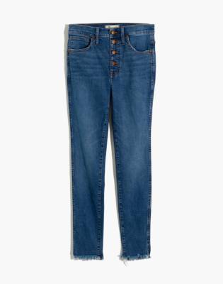 madewell high rise button front skinny jeans