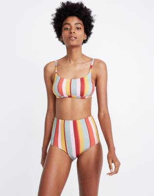 striped high waisted swimsuit