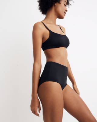 Shop Madewell Second Wave Retro High-waisted Bikini Bottom In True Black