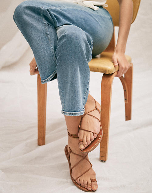 The Boardwalk Lace-Up Toe-Hold Sandal in english saddle image 5