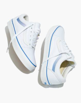 white vans with blue stripe