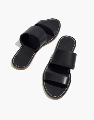 double strap slip on sandals
