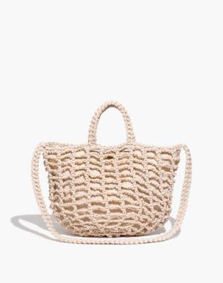 white crochet shoulder bag