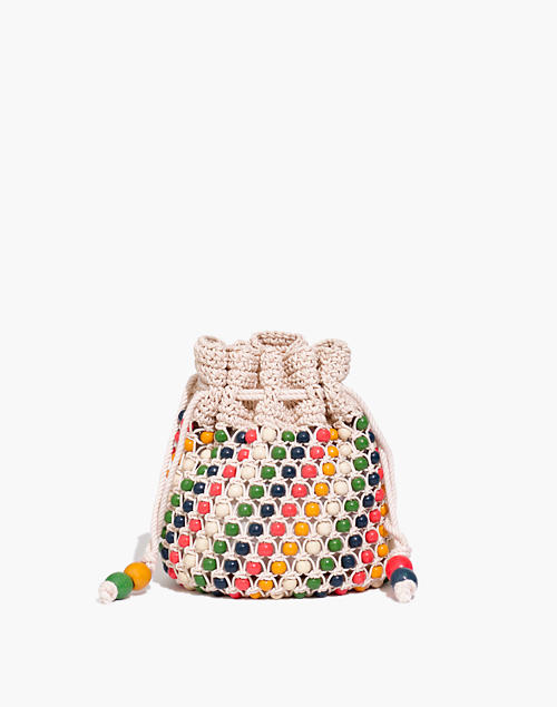 The Beaded Drawstring Bag in bright ember multi image 1