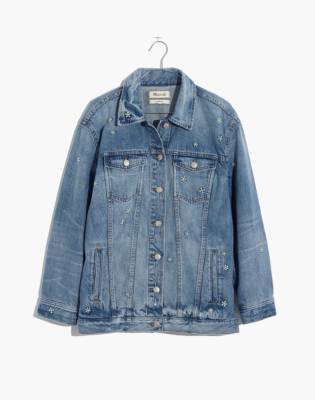 embroidered oversized denim jacket