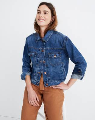 madewell boxy crop jean jacket