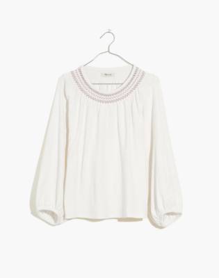 embroidered smock top