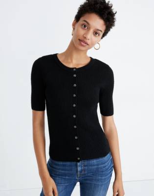 short sleeve black cardigan