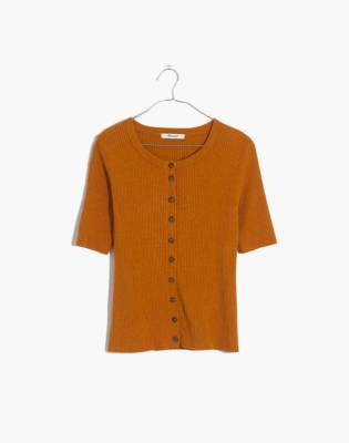 cotton short sleeve cardigan sweater