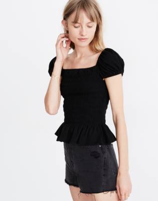 square neck smocked top