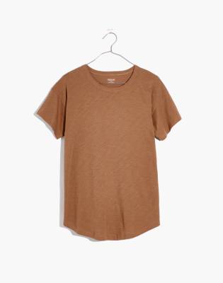 Madewell Whisper Cotton Rib-crewneck Tee In Weathered Walnut