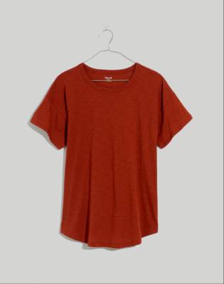 Madewell Whisper Cotton Rib-crewneck Tee In Dusty Redwood